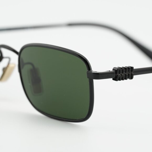 Miu Miu MUA53S 1AB1I0 Sunglasses Black Rectangle Frame, Dark Green Lenses main image 4